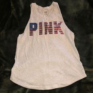 PINK cutoff 4th of July tank
